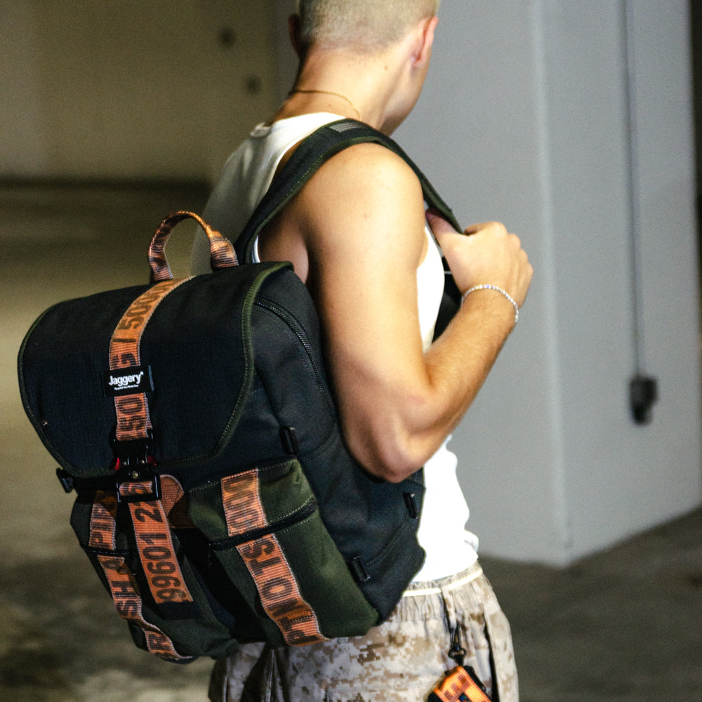 Back To School Backpack In Army Canvas & Cargo Belts With Cobra Buckle