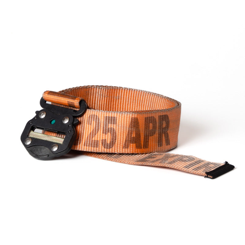 Upcycled Belt In Orange British Straps With Black Cobra Buckle 2"