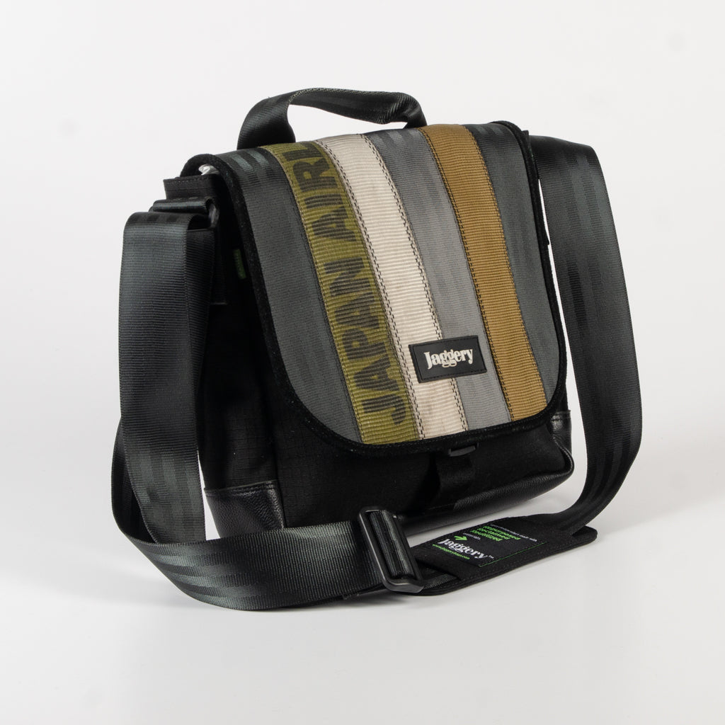 Cafe Sacthel In Olive Green Cargo & Others With Black Canvas And Leather
