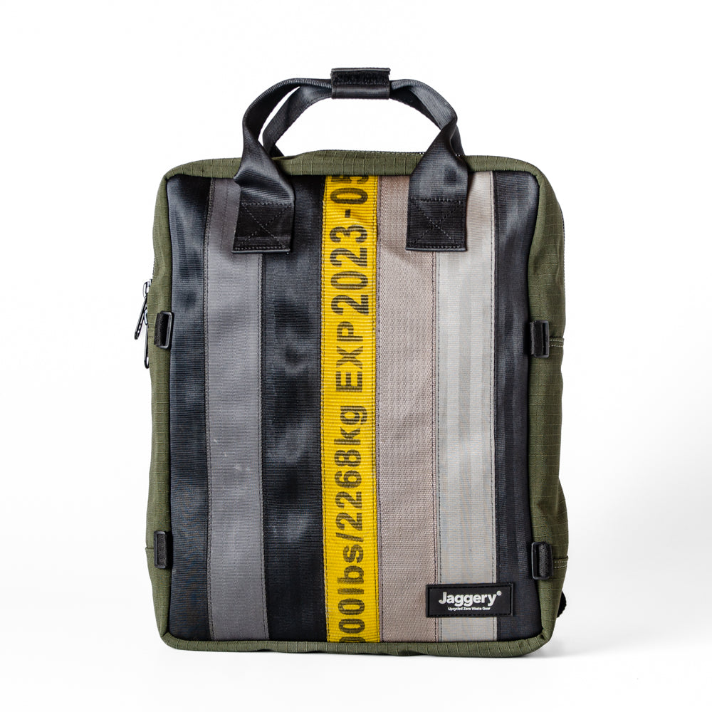 Arrive Backpack In Yellow/Black Cargo & Other Belts With Green Canvas