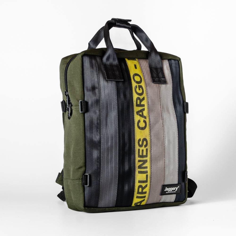 Arrive Backpack In Yellow/Black Cargo & Other Belts With Green Canvas