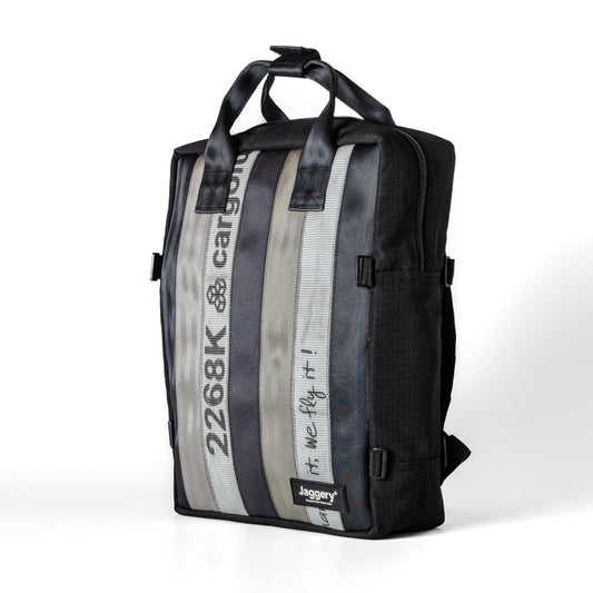 Arrive Backpack In White/Black Cargo & Other Belts With Black Canvas