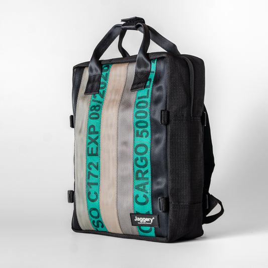 Arrive Backpack In Green/Black Cargo & Other Belts With Black Canvas