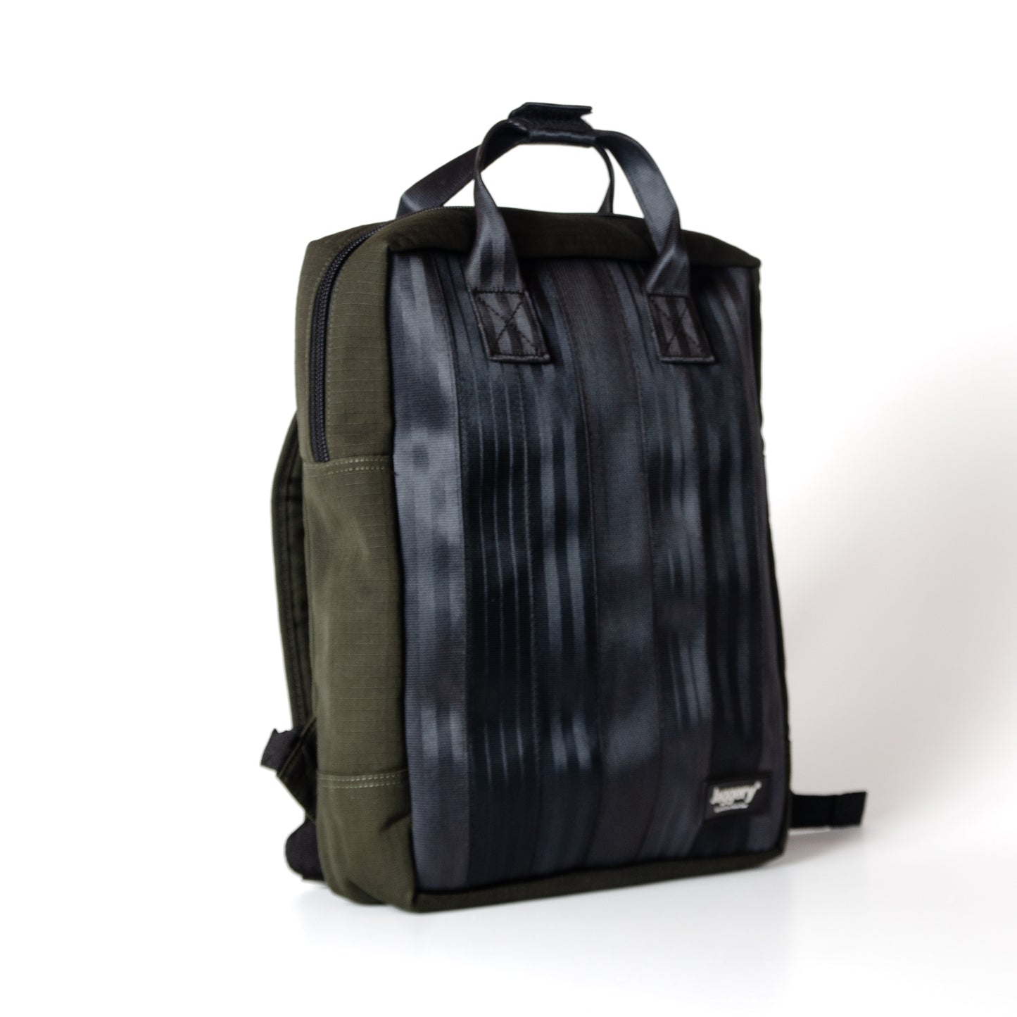 Arrive Backpack In Seat Belts & Green Canvas