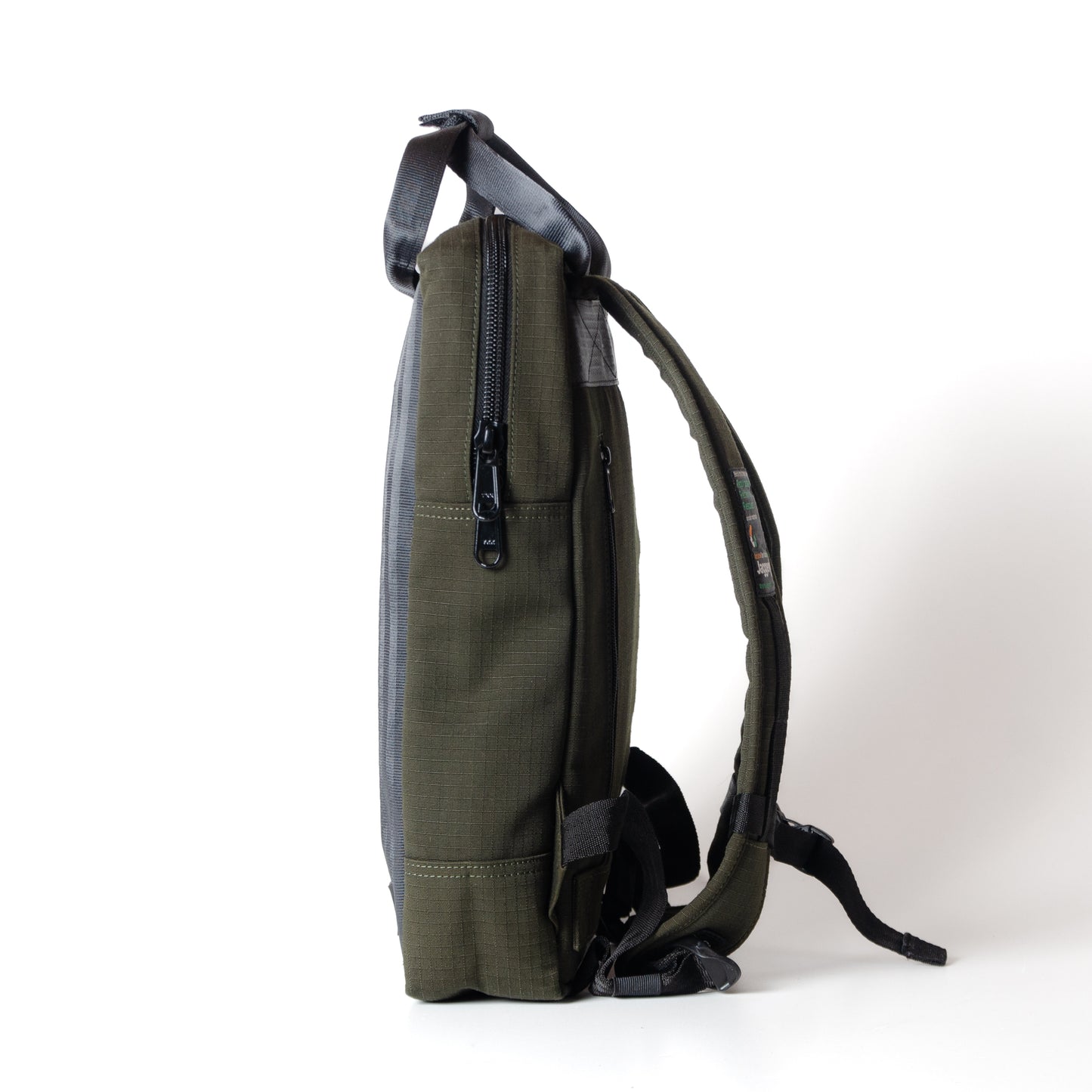 Arrive Backpack In Seat Belts & Green Canvas