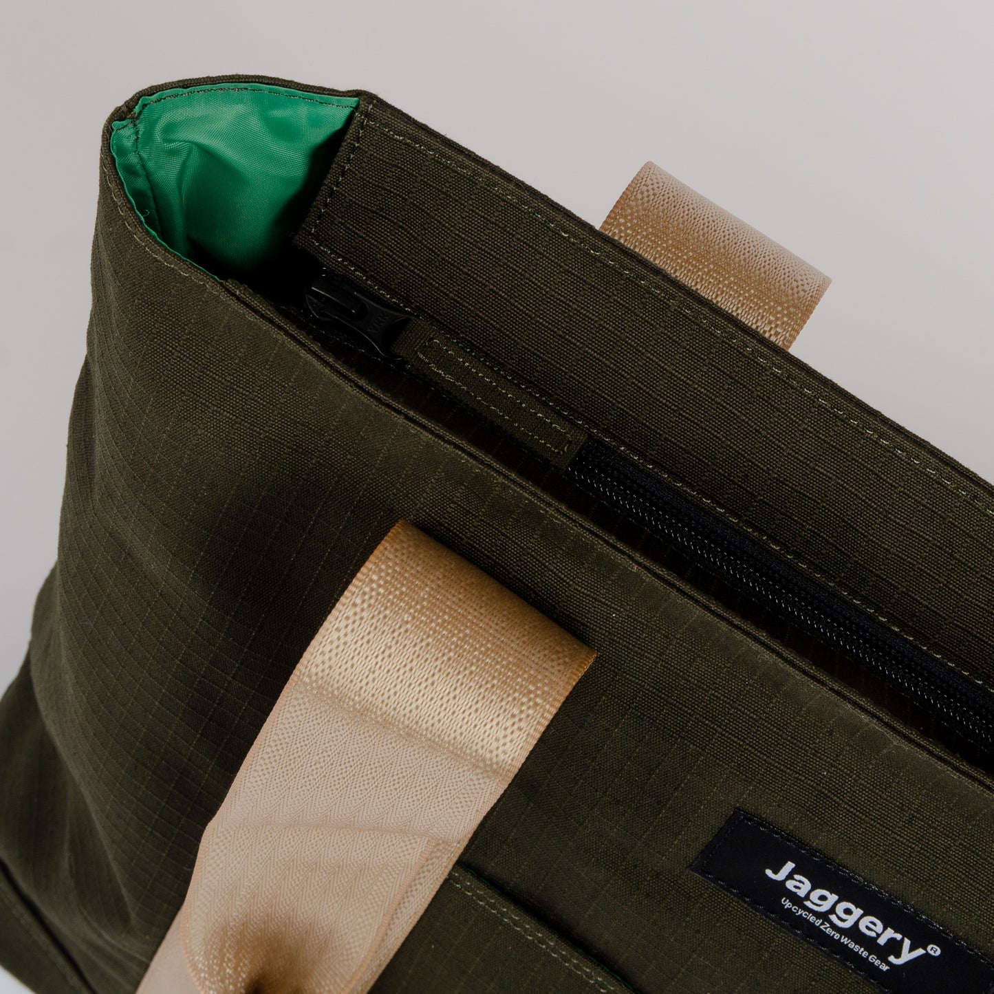 Tactical Tote In Og Green Canvas & Cream Seat Belt