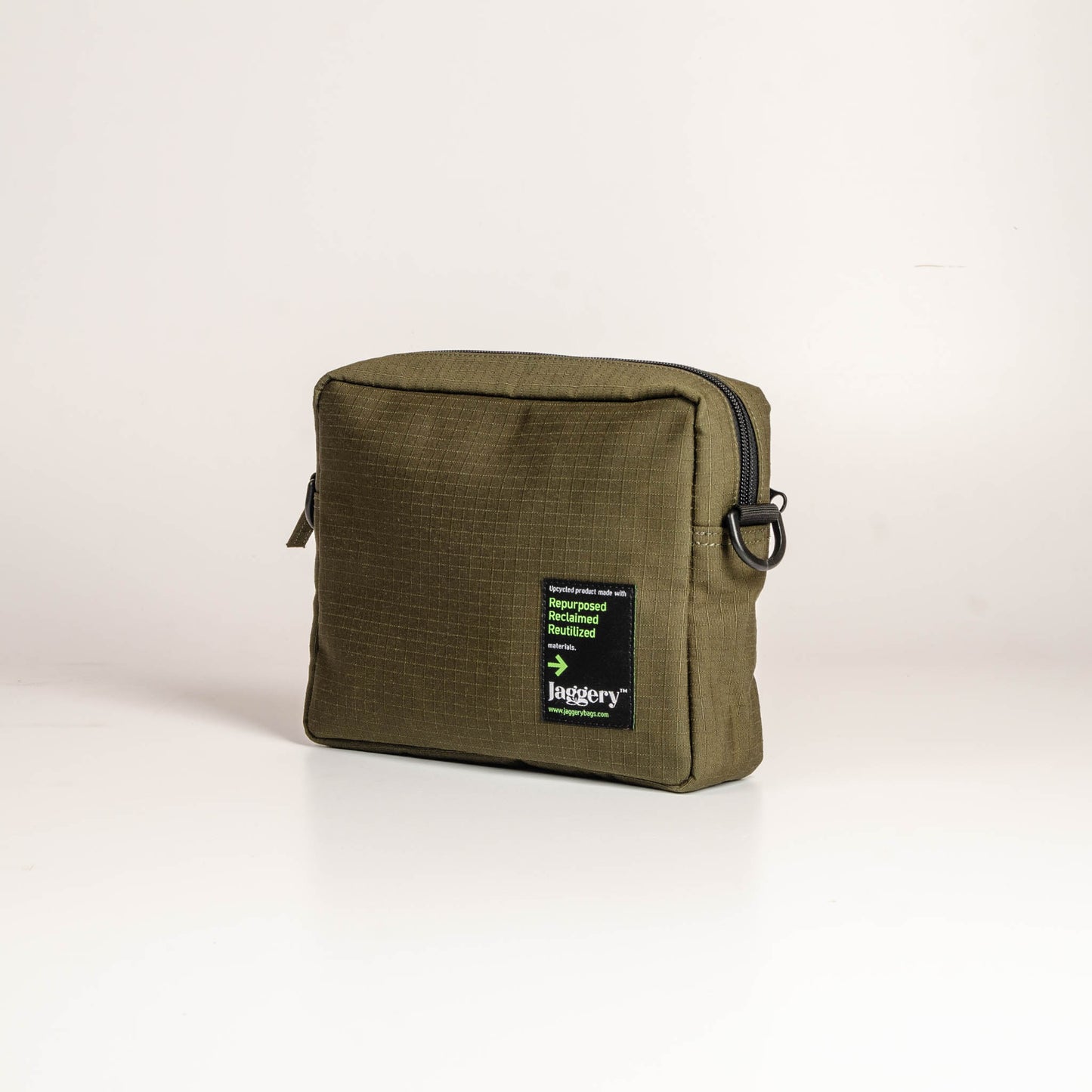 Tactical Sling Bag In Og Canvas & Orange Cargo Belts (Horizontal)