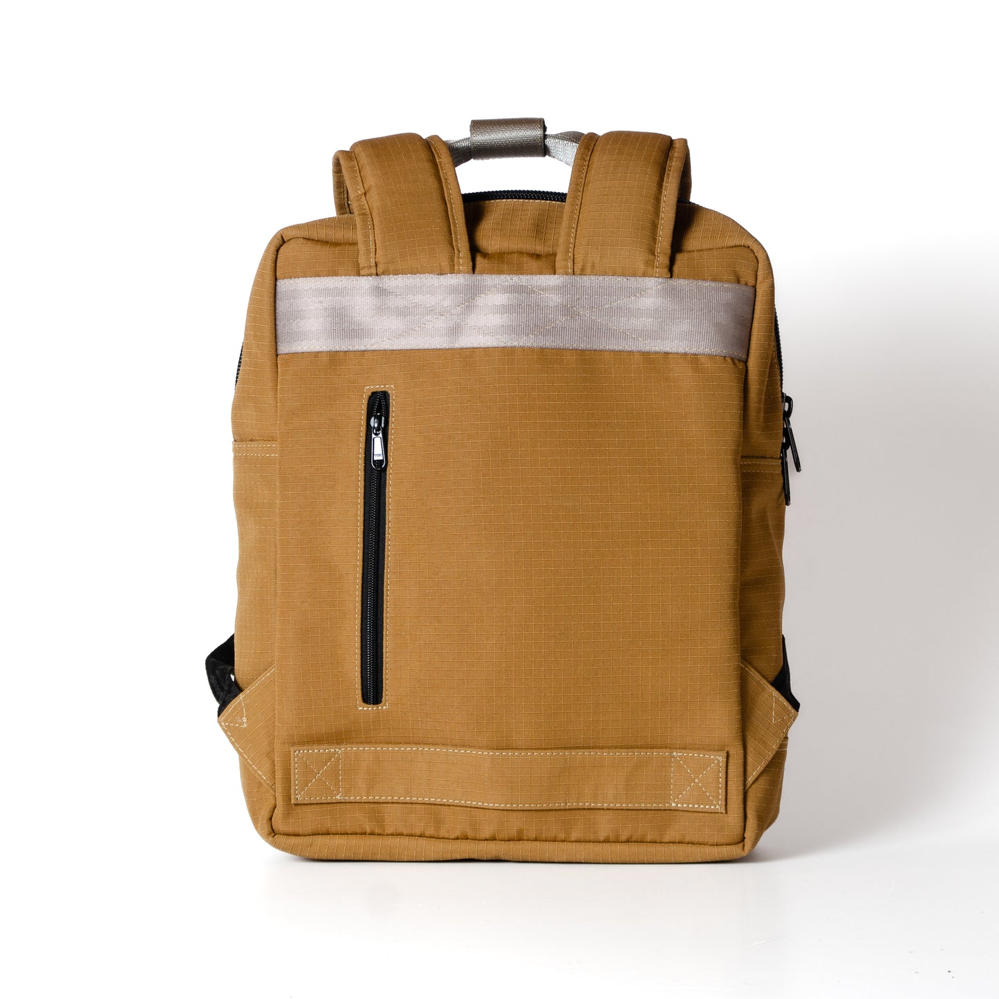 Arrive Backpack In Beige Car Seat Belts And Khaki Canvas