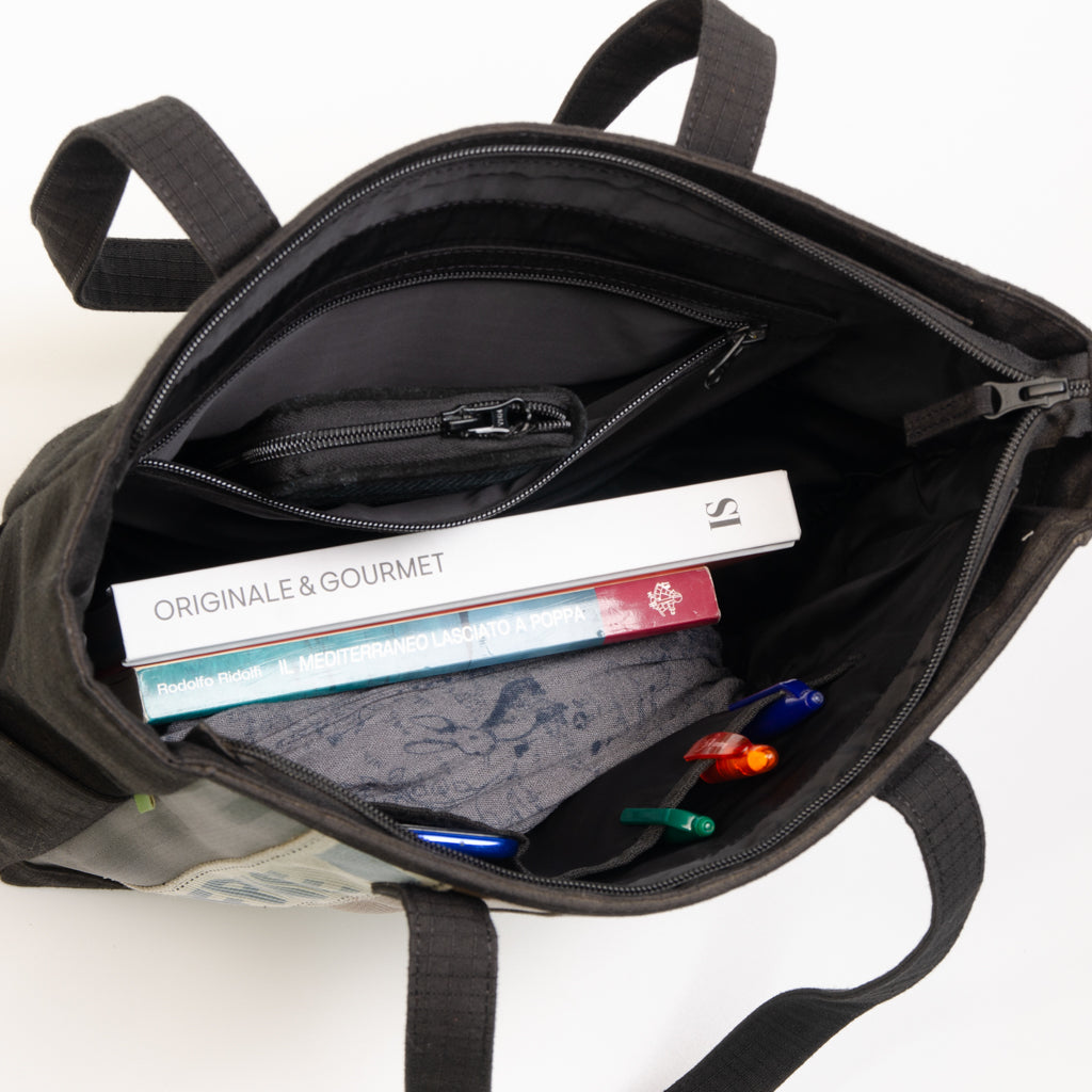 MARLINI TOTE IN AIR FRANCE CARGO AND OTHERS & BLACK CANVAS