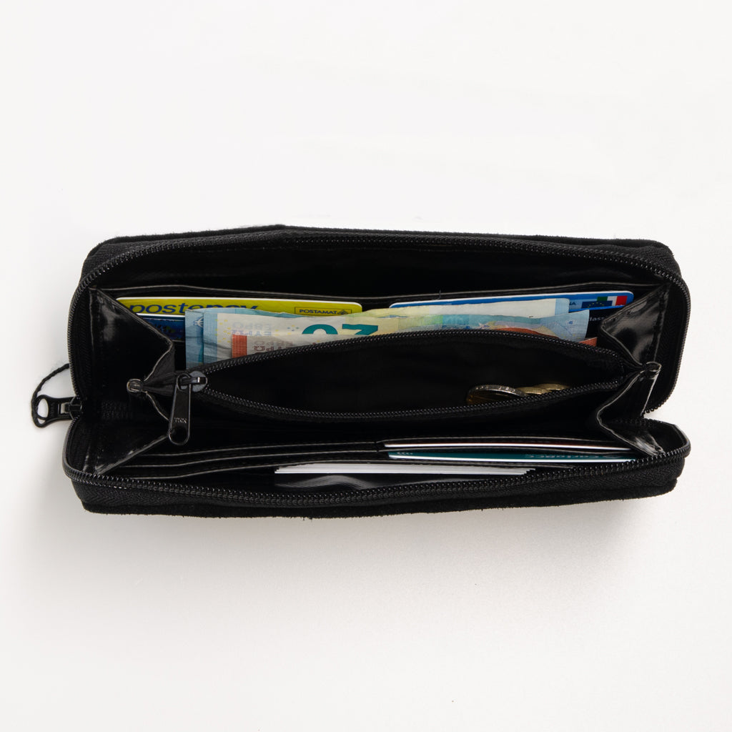 Zippi Women’S Wallet In All Black Seat Belts
