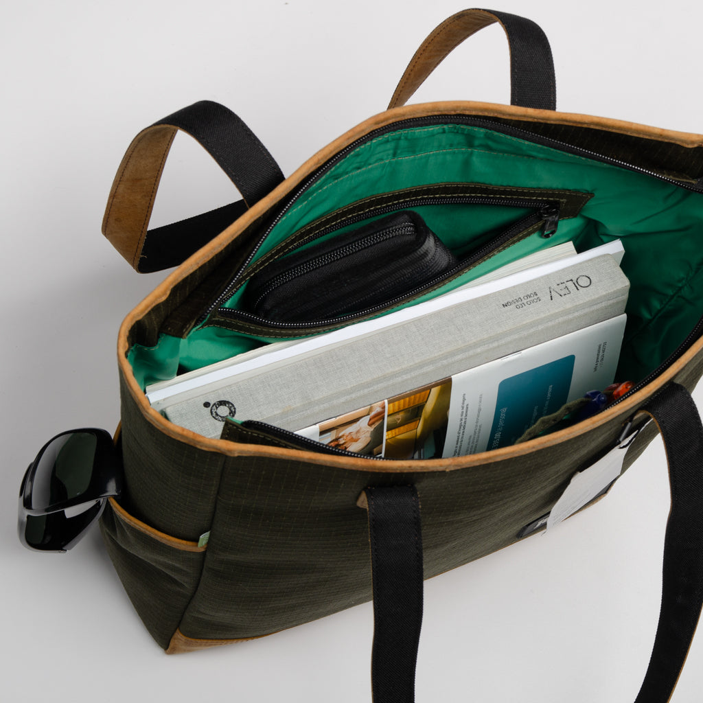 Marlini Tote In Og Canvas & Salvaged Leather
