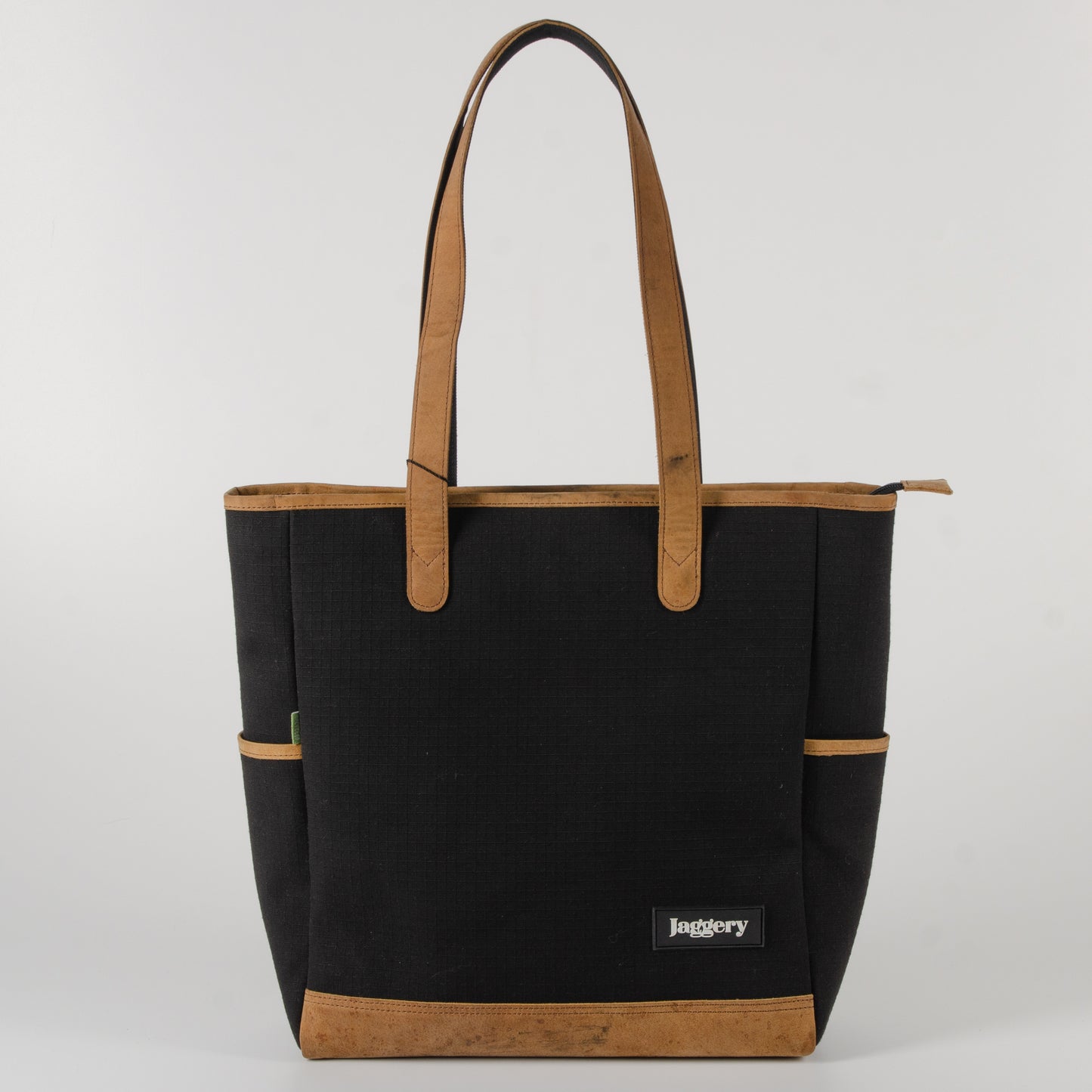 Marlini Tote In Black Canvas & Salvaged Leather