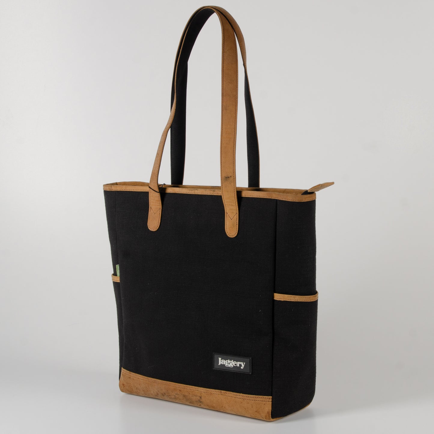 Marlini Tote In Black Canvas & Salvaged Leather