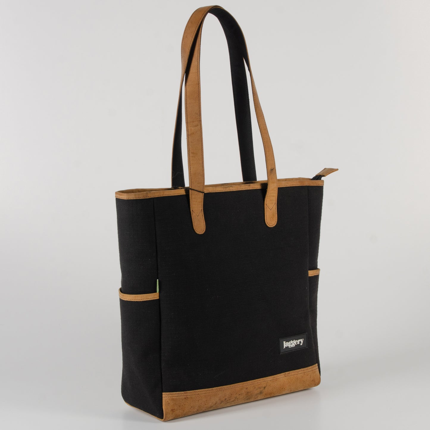 Marlini Tote In Black Canvas & Salvaged Leather