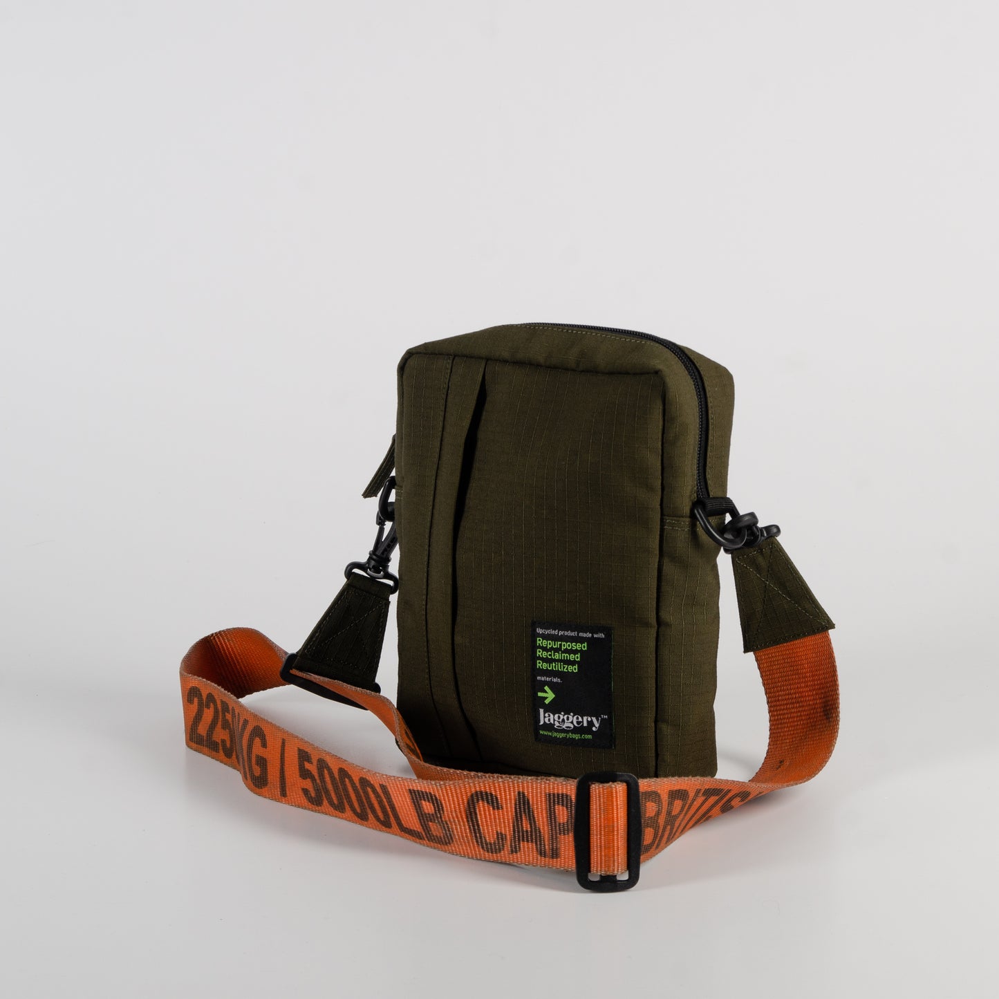 Tactical Sling Bag In Og Canvas & Orange Cargo Belts (Vertical)