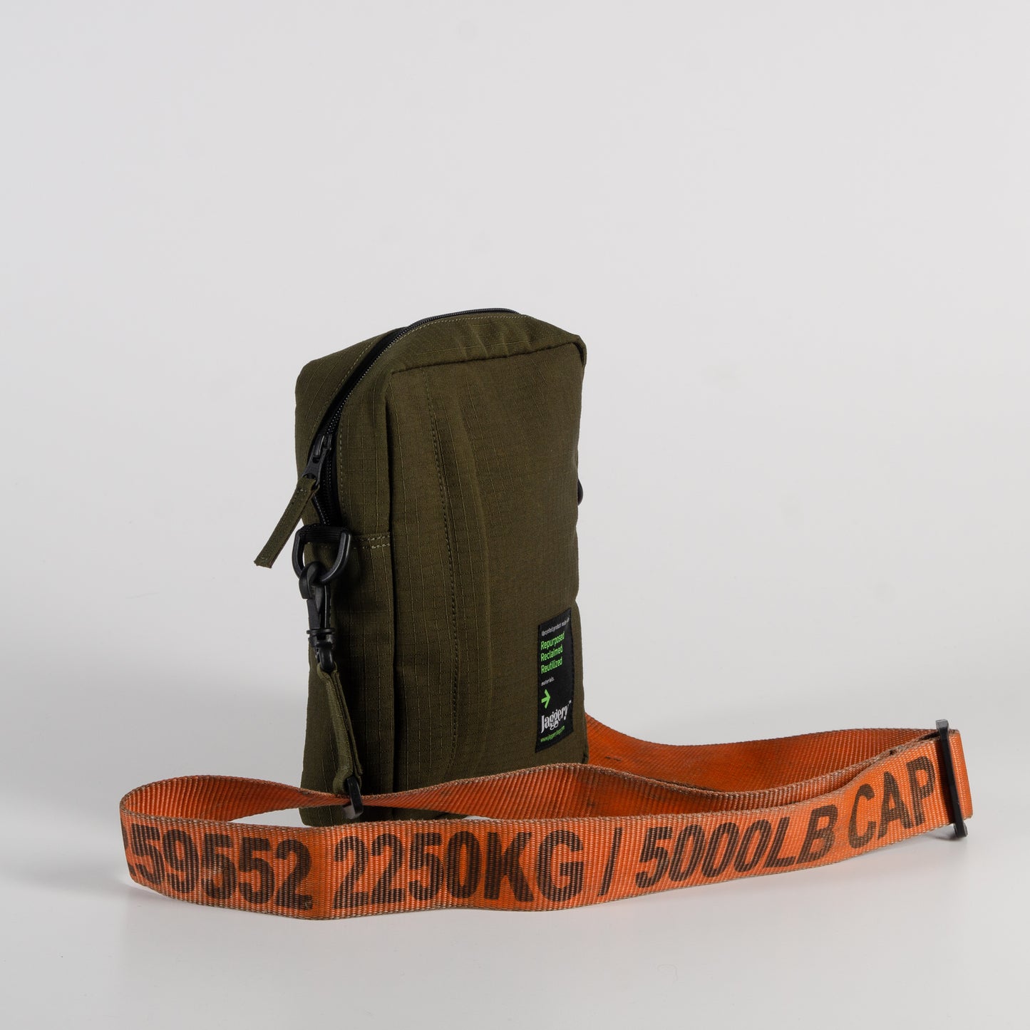 Tactical Sling Bag In Og Canvas & Orange Cargo Belts (Vertical)