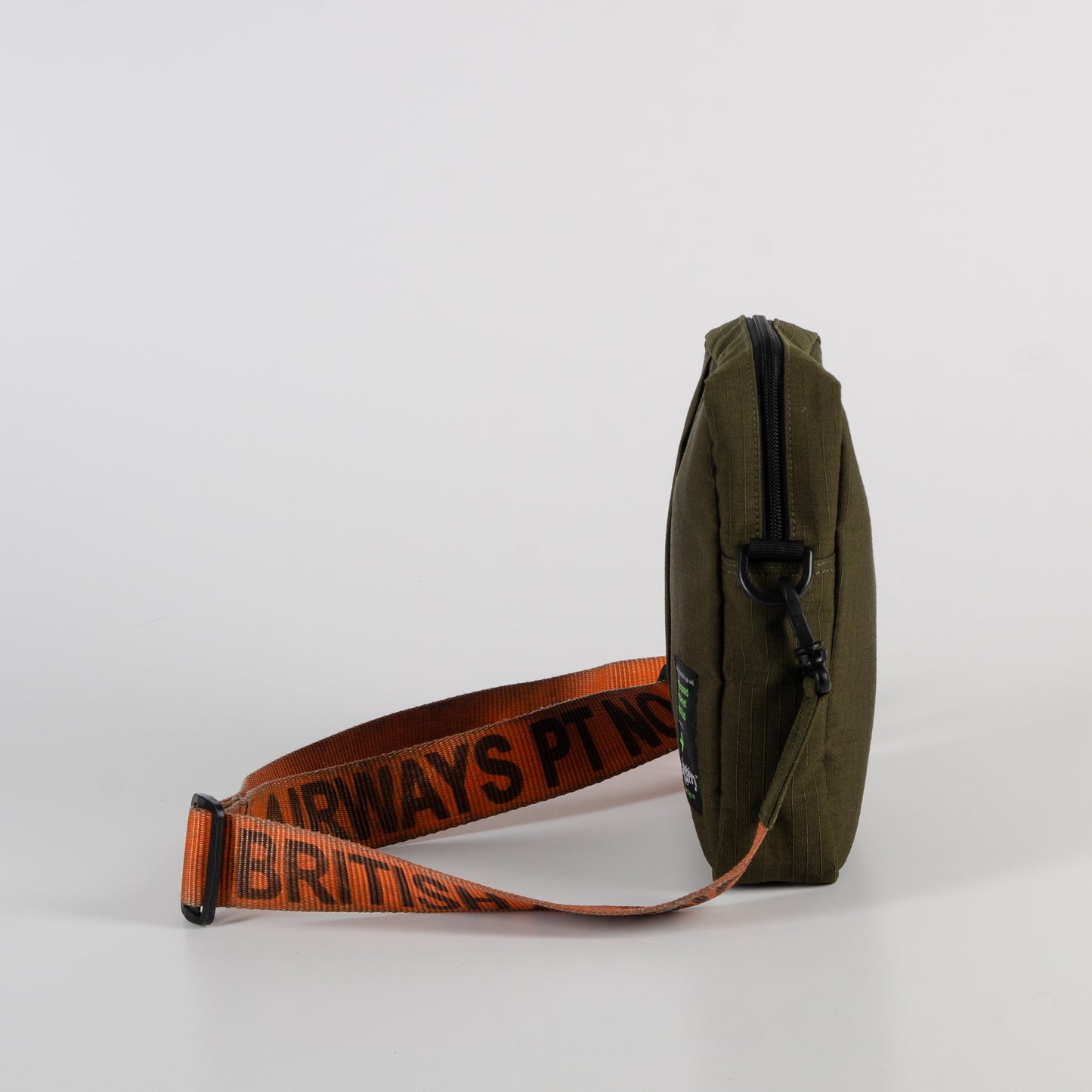 Tactical Sling Bag In Og Canvas & Orange Cargo Belts (Vertical)