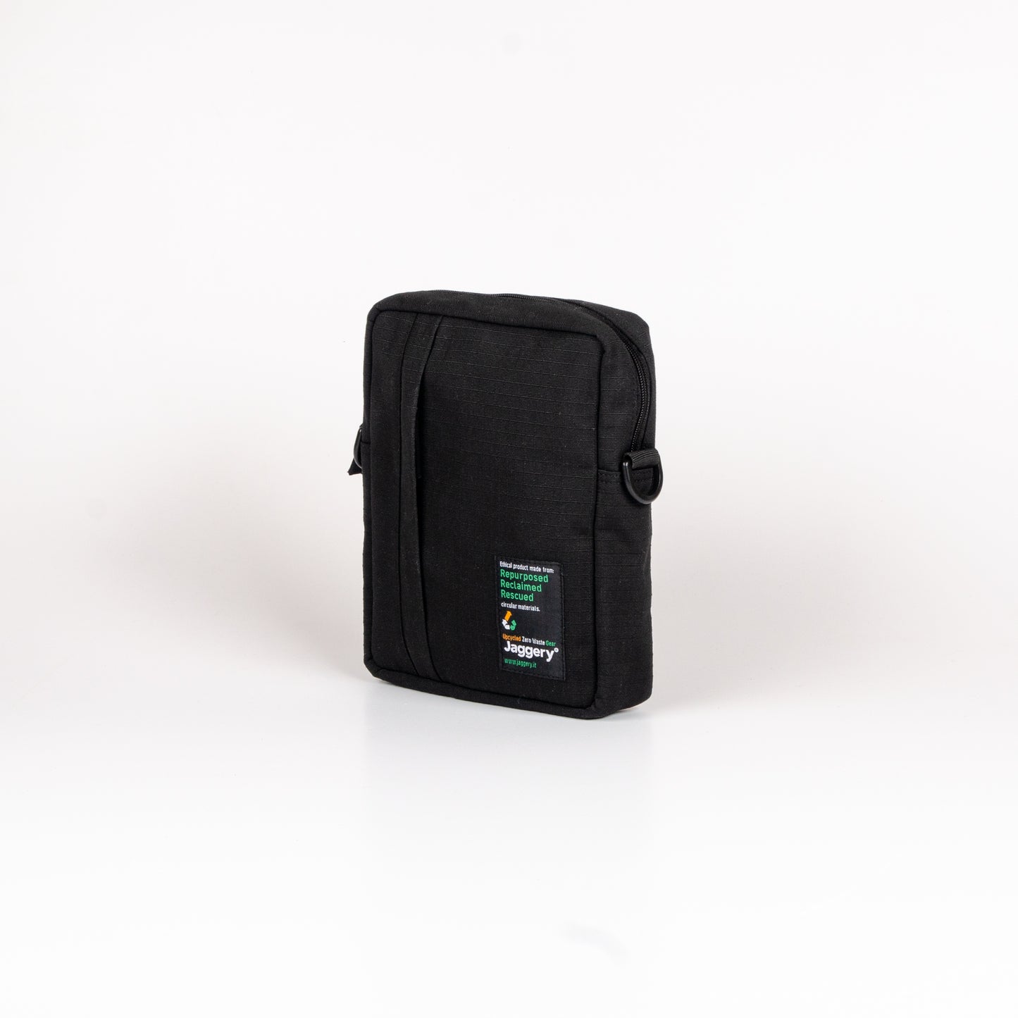 Tactical Sling Bag In Black Canvas & Red Cargo Belts (Vertical)
