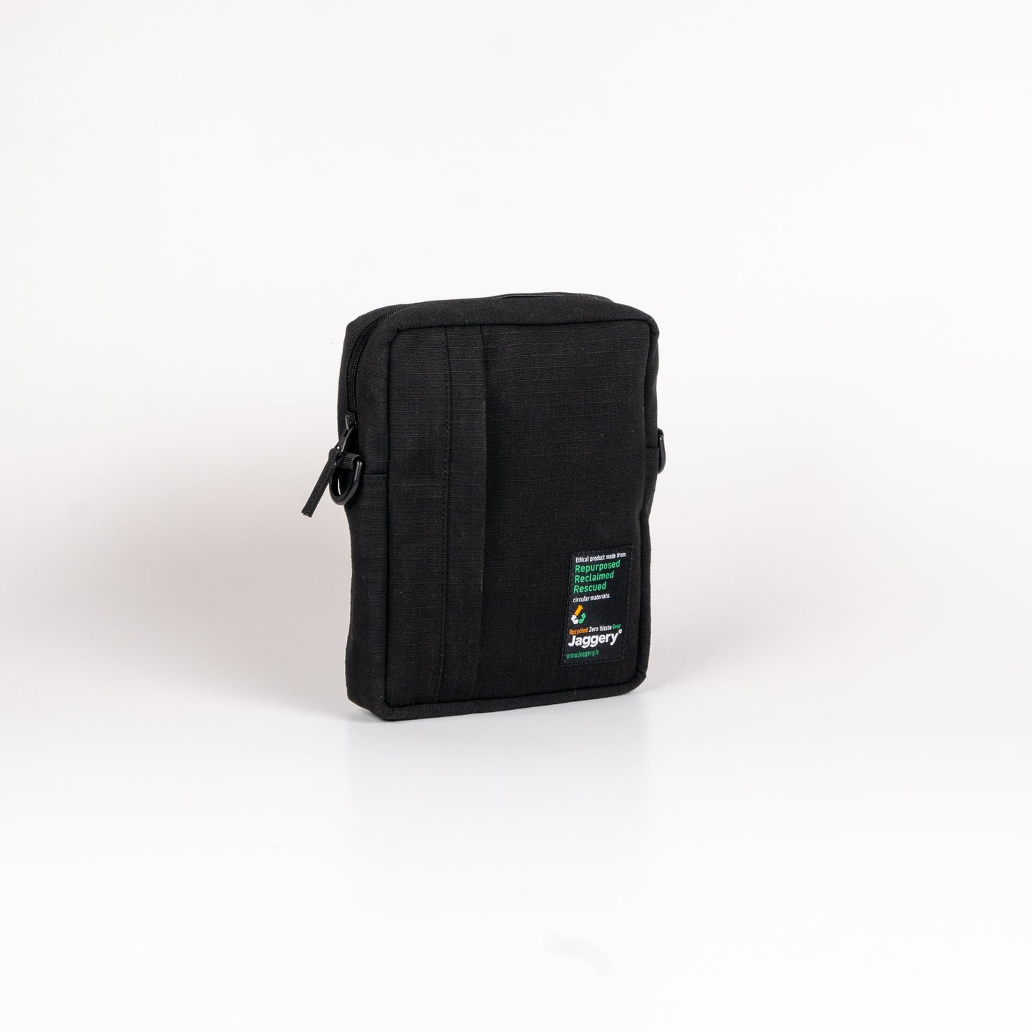 Tactical Sling Bag In Black Canvas & Red Cargo Belts (Vertical)