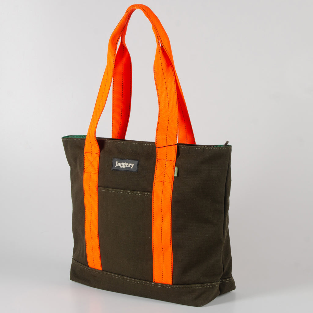 Tactical Tote In Og Green Canvas & Orange Belts