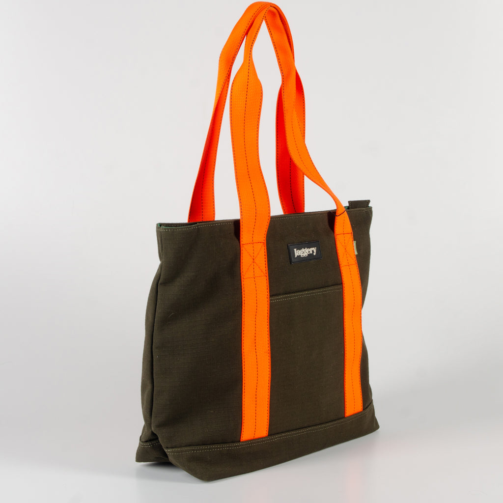Tactical Tote In Og Green Canvas & Orange Belts