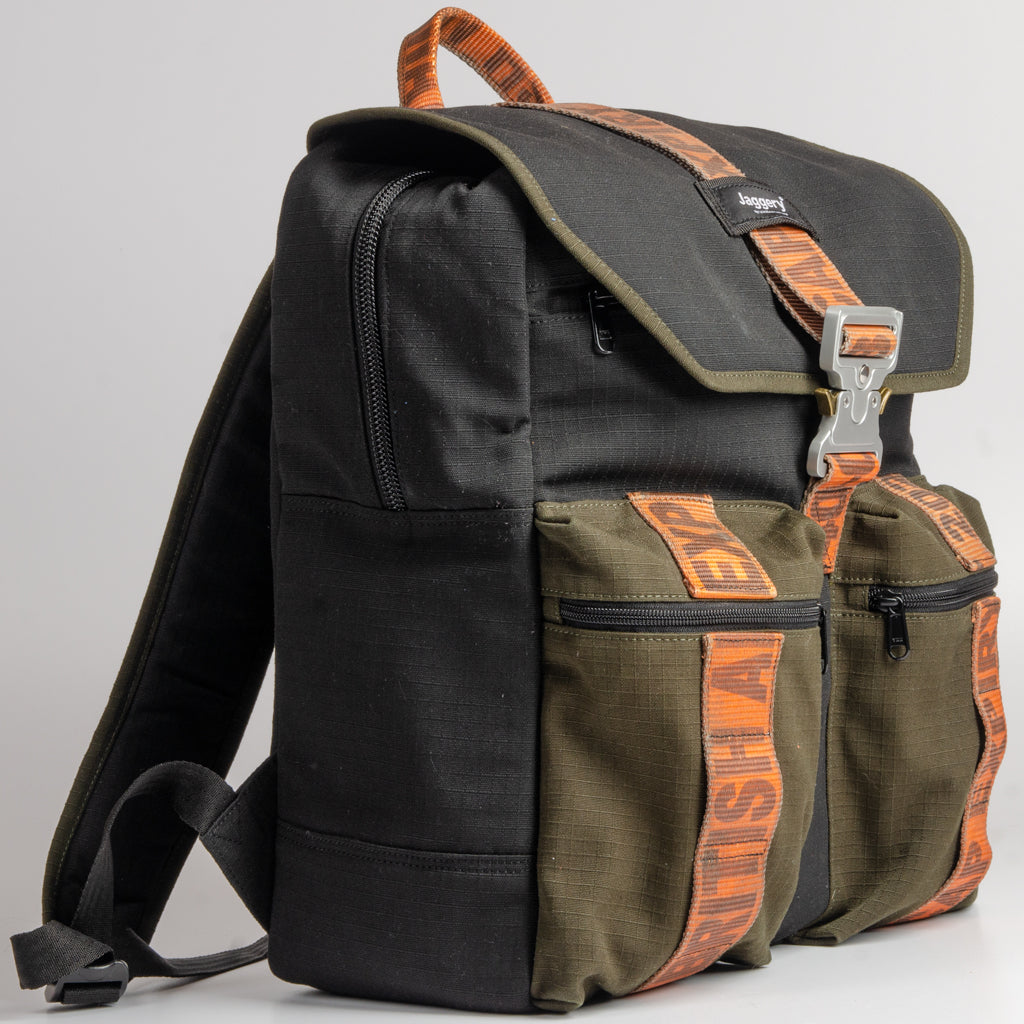 Back To School Backpack In Army Canvas & Cargo Belts With Cobra Buckle