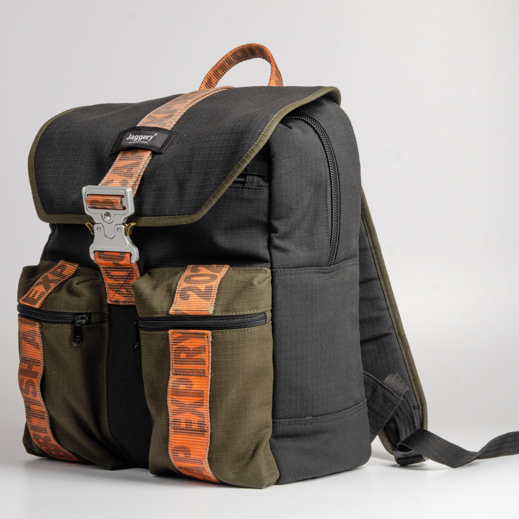 Back To School Backpack In Army Canvas & Cargo Belts With Cobra Buckle