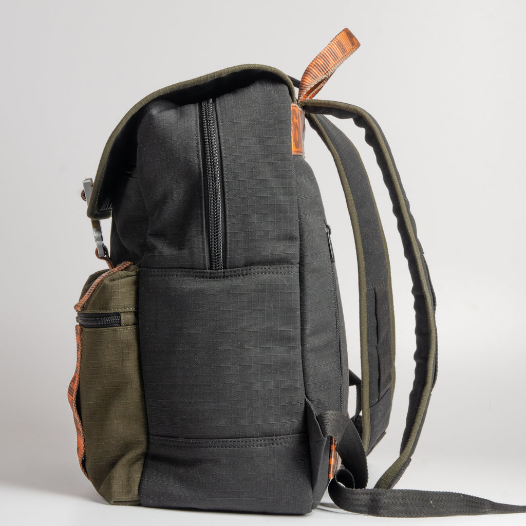 Back To School Backpack In Army Canvas & Cargo Belts With Cobra Buckle