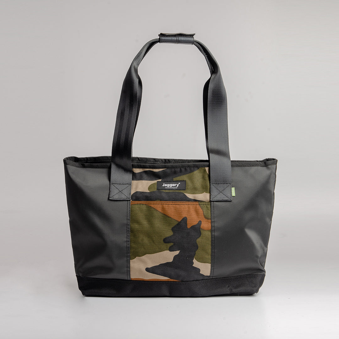 Festival Tote Bag In Black & Vintage Camo