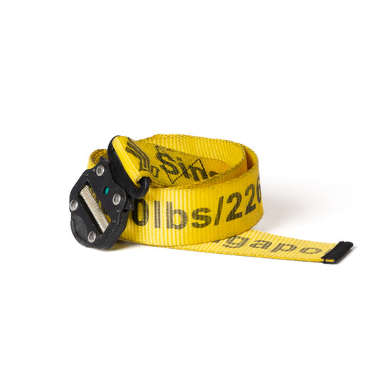 Upcycled Belt In Yellow Singapore Straps With Black Cobra Buckle 2"