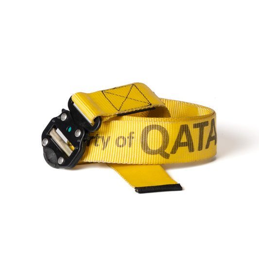 Upcycled Belt In Yellow Qatar Straps With Black Cobra Buckle 2"