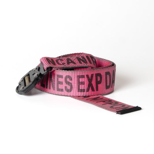 Upcycled Belt In Pink Nippon Straps With Black Cobra Buckle 2"