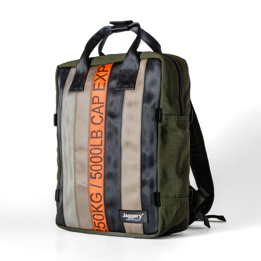 Arrive Backpack In Orange/Black Cargo & Other Belts With Green Canvas