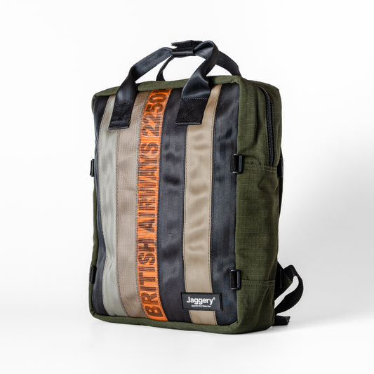 Arrive Backpack In Orange/Black Cargo & Other Belts With Green Canvas