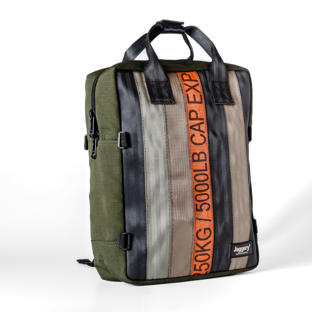 Arrive Backpack In Orange/Black Cargo & Other Belts With Green Canvas