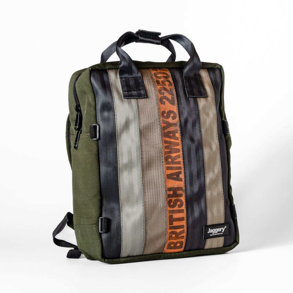 Arrive Backpack In Orange/Black Cargo & Other Belts With Green Canvas