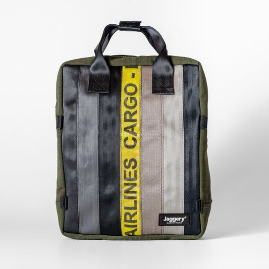 Arrive Backpack In Yellow/Black Cargo & Other Belts With Green Canvas