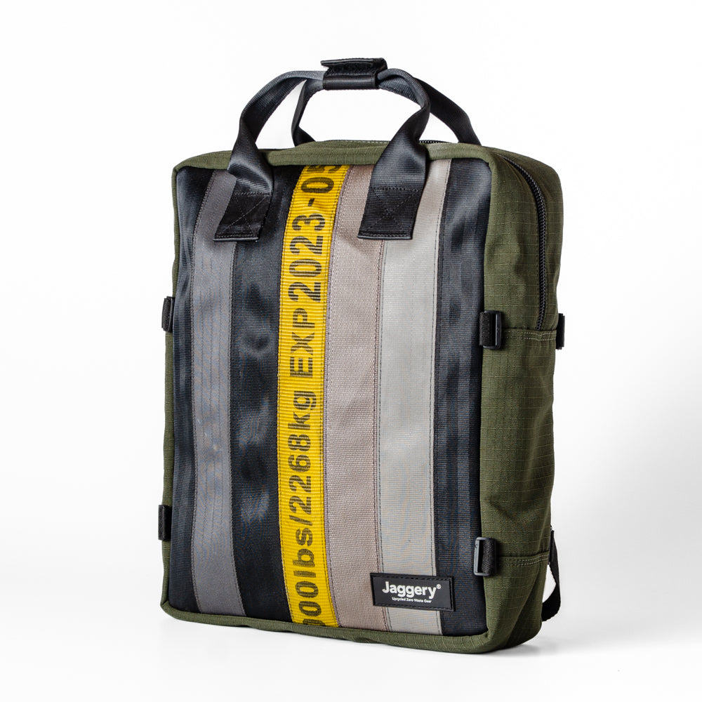 Arrive Backpack In Yellow/Black Cargo & Other Belts With Green Canvas