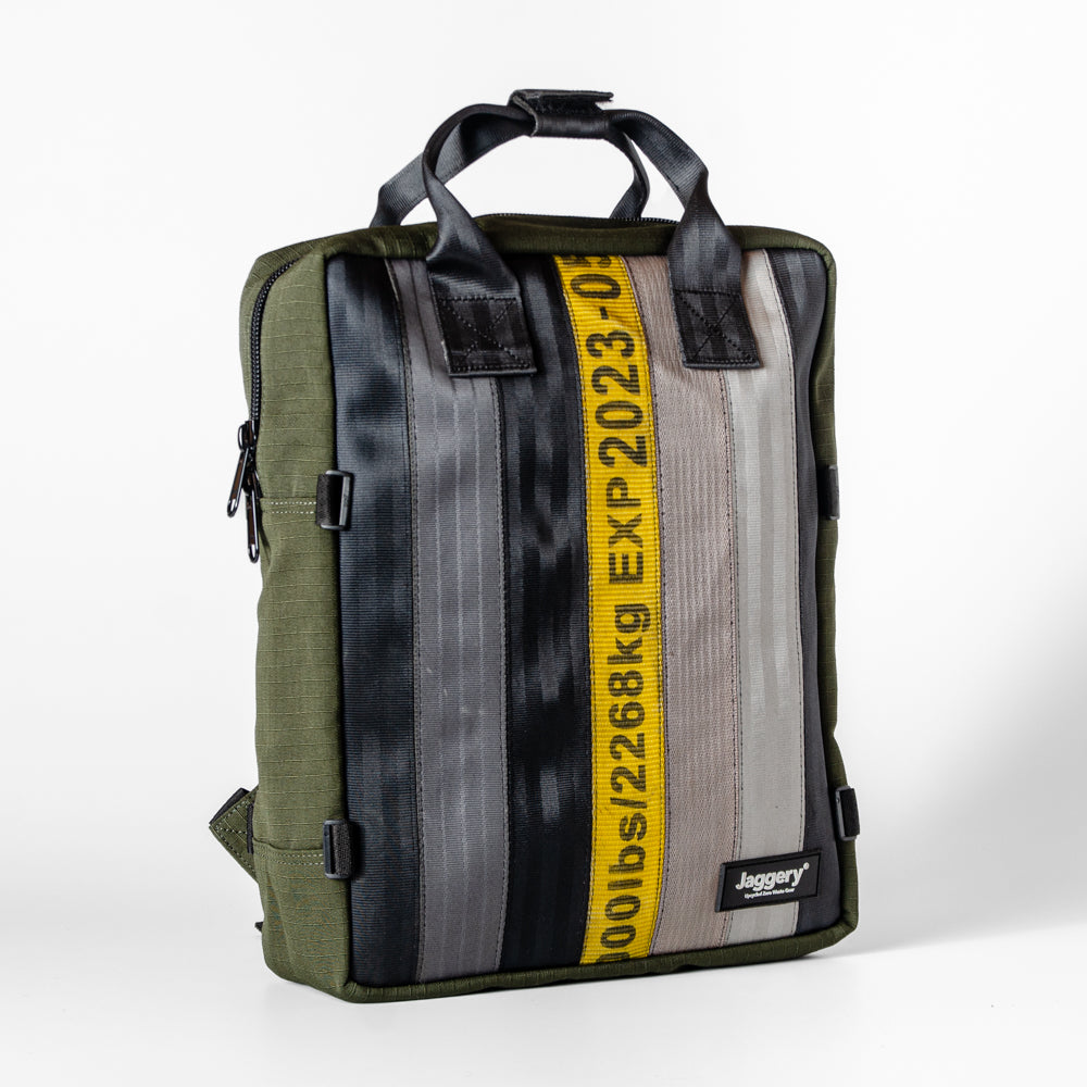 Arrive Backpack In Yellow/Black Cargo & Other Belts With Green Canvas