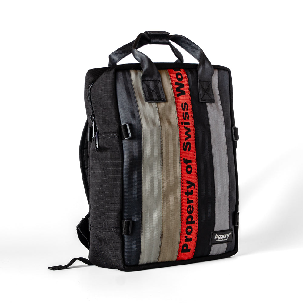 Arrive Backpack In Red/Black Cargo & Other Belts With Black Canvas