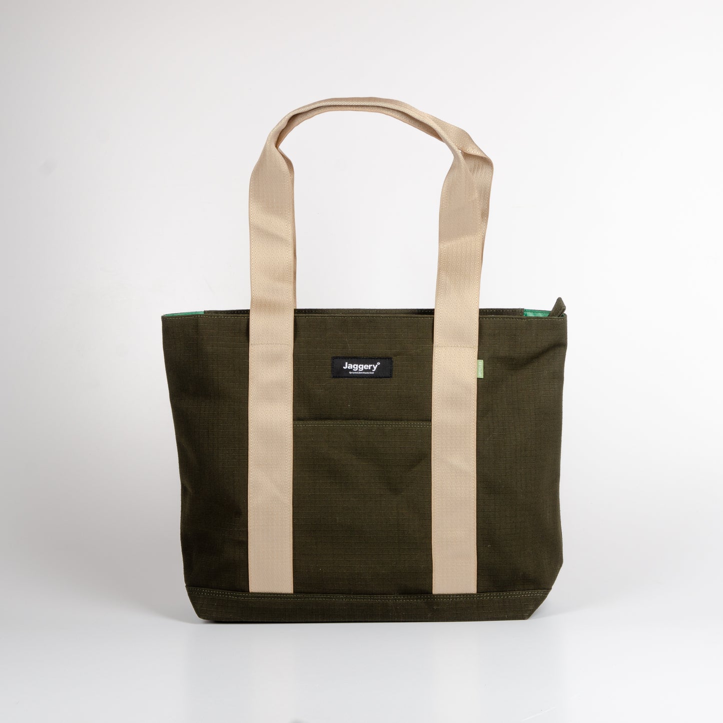 Tactical Tote In Og Green Canvas & Cream Seat Belt