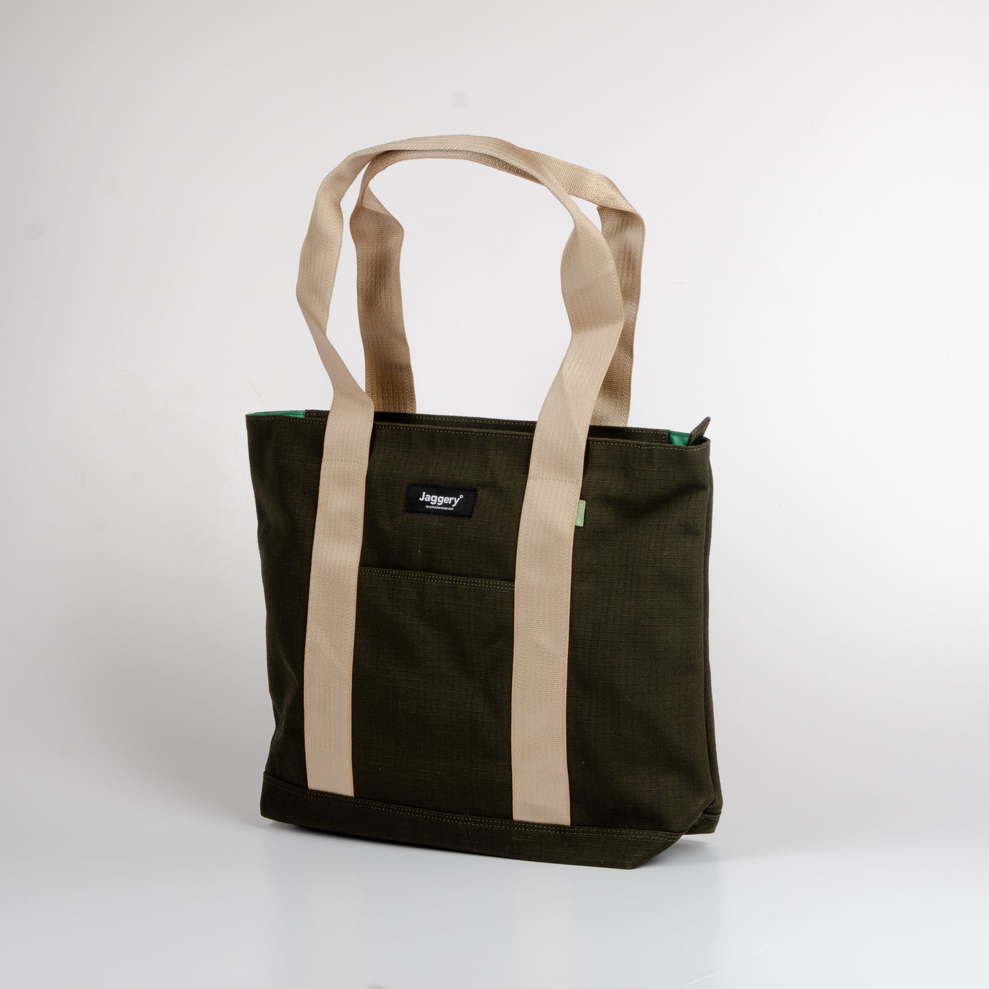 Tactical Tote In Og Green Canvas & Cream Seat Belt