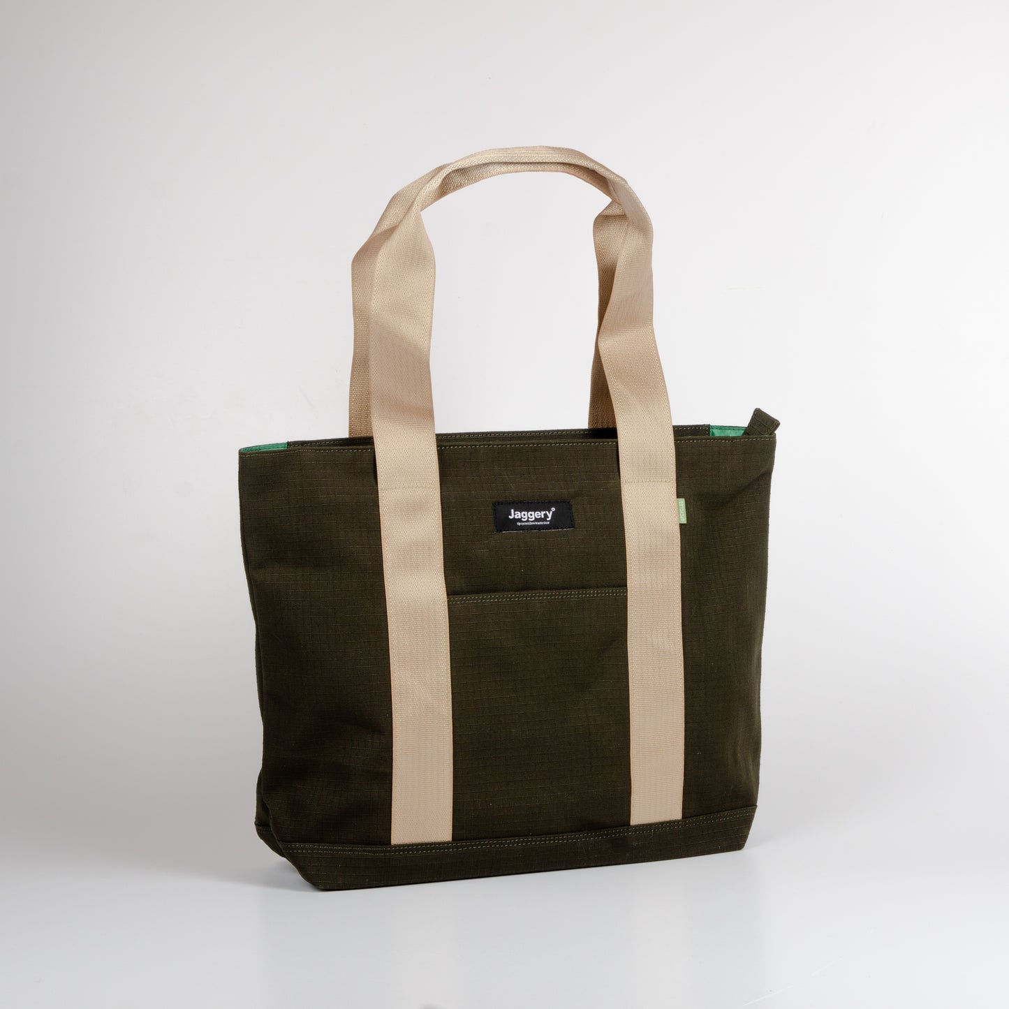 Tactical Tote In Og Green Canvas & Cream Seat Belt