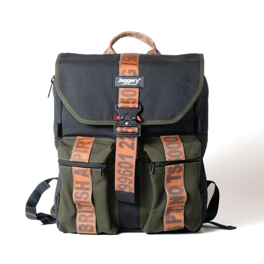 Back To School Backpack In Army Canvas & Cargo Belts With Cobra Buckle