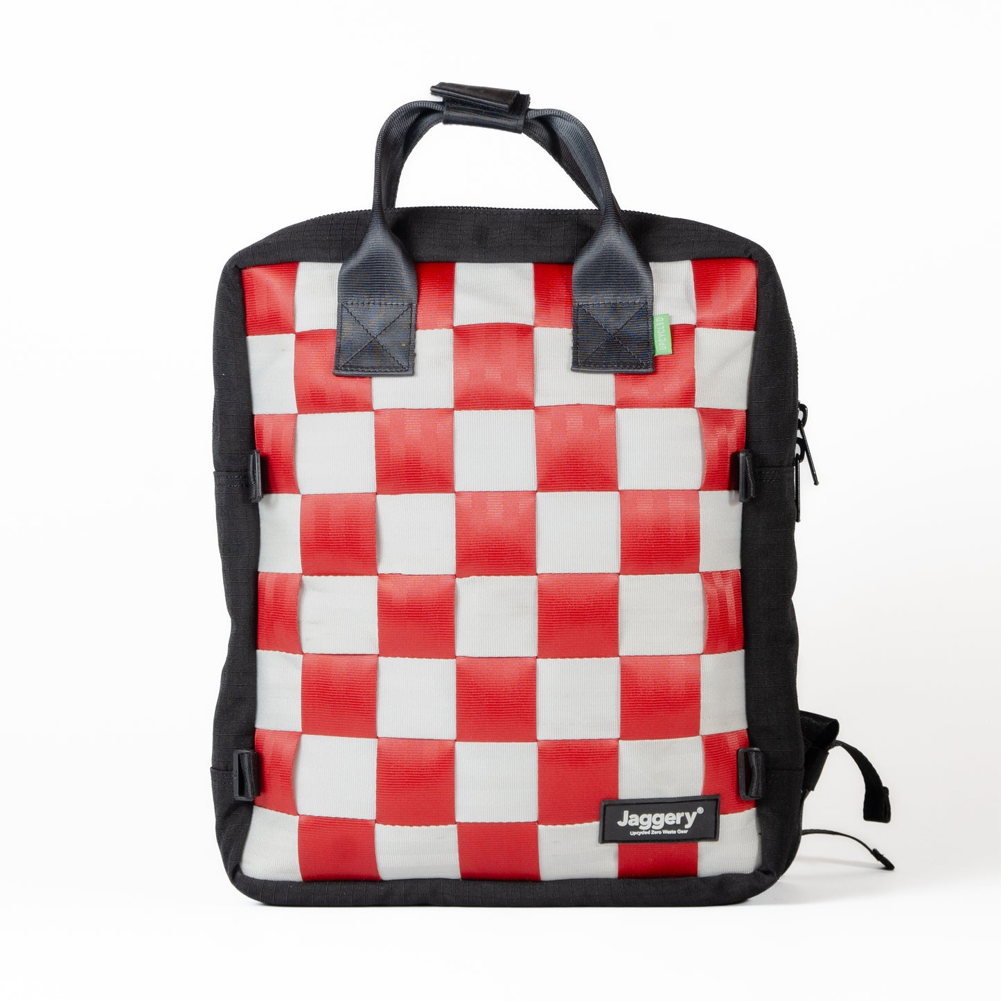 Arrive Checkmate Backpack In Red And White With Black Canvas