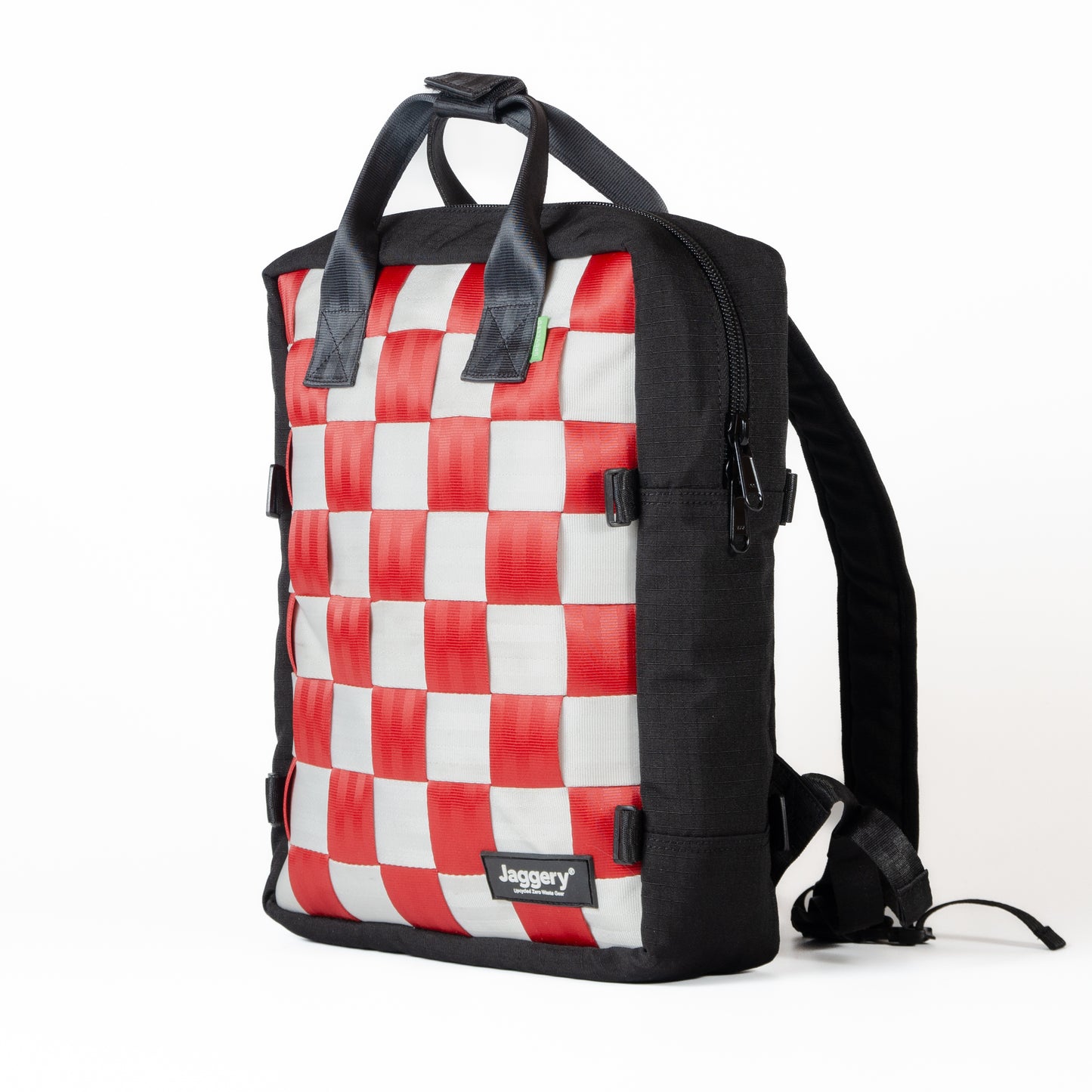 Arrive Checkmate Backpack In Red And White With Black Canvas
