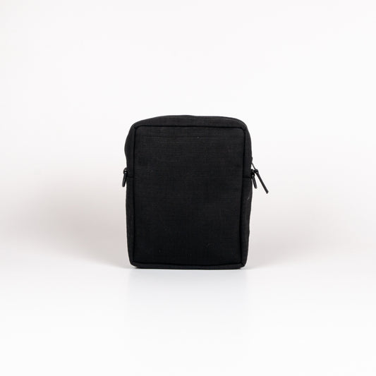 Tactical Sling Bag In Black Canvas & Red Cargo Belts (Vertical)