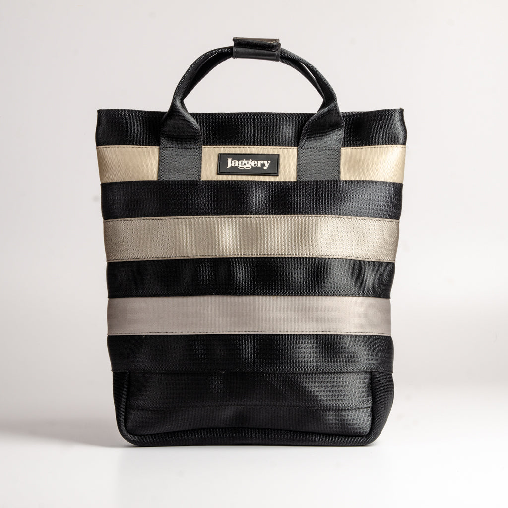 Small Trip Backpack In Black And Grey Car Seatbelt